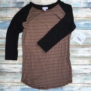 LuLaRoe Randy, tan with black stripes, size XXS